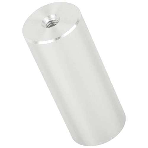 Satin aluminum finish stand-off barrel for shelves and countertops