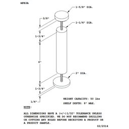 Crystallite chrome finish straight shelf bracket with barrel tapped and threaded ends