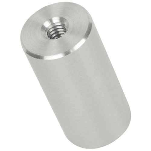 Sleek low profile cap for 1" x 2" aluminum stand-off barrel in satin aluminum finish.