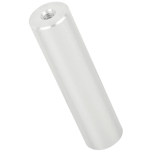 Satin aluminum finish 1"x4" stand-off barrel with low profile cap for cleaner look and endless display ideas