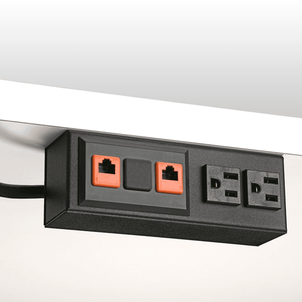 Low Profile Grommet in Matte Black with 2 Power Outlets and 2 Cat5e Data Jacks