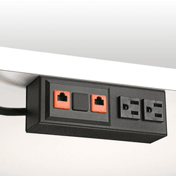 Low Profile Grommet in Matte Black with 2 Power Outlets and 2 Cat5e Data Jacks