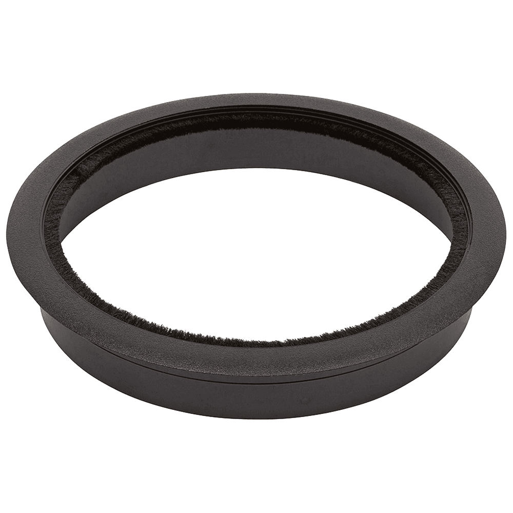 PCS round brush flange with optional round cap in satin stainless steel finish