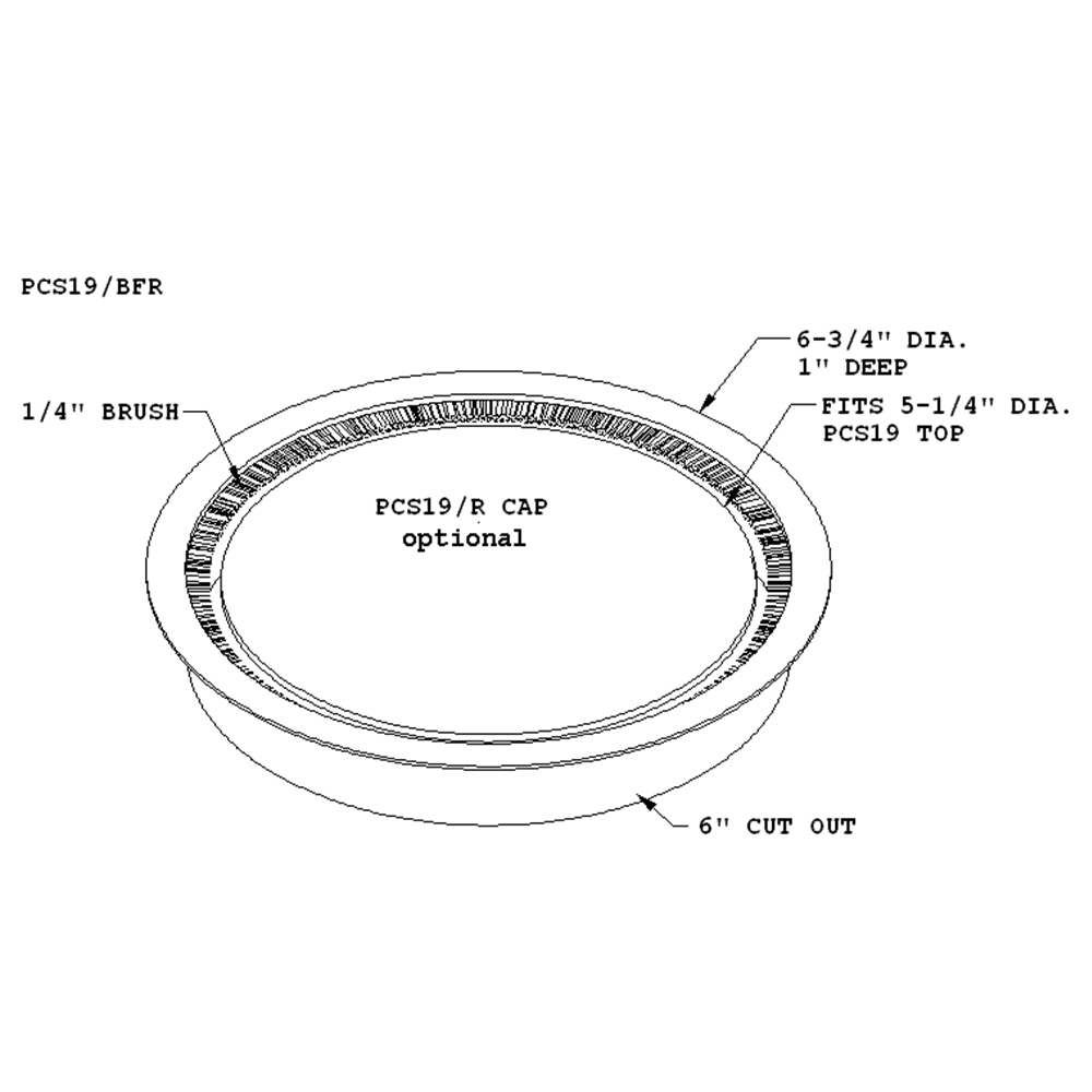 Satin stainless steel round brush flange by Doug Mockett And Company Inc