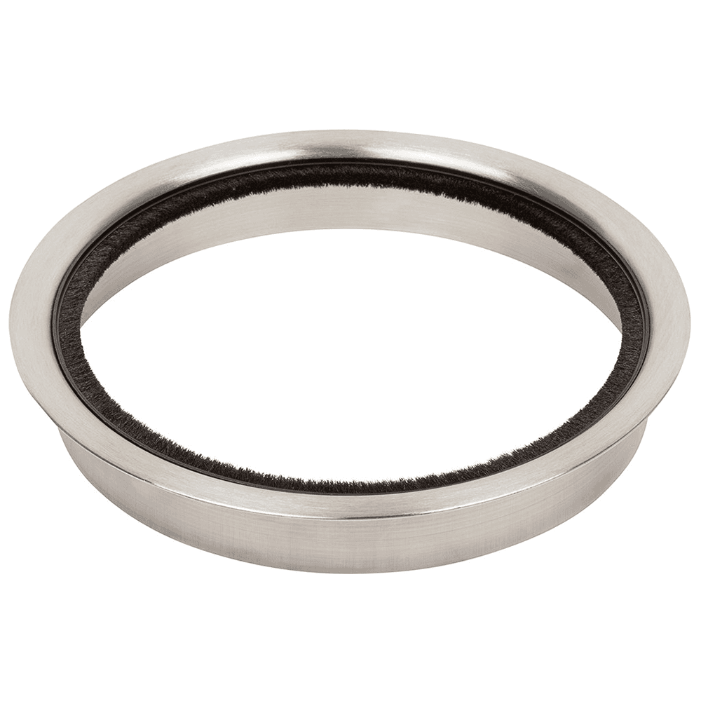 6-3/4" round brush flange in satin stainless steel by Doug Mockett And Company Inc