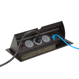 Manual top access to power and data components with 3 outlets and 2 data jacks
