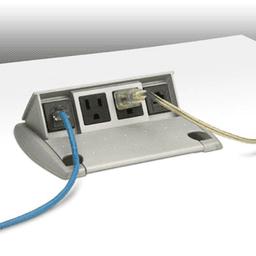 Spring-Loaded Lid Power and Data Grommet for Work Surfaces 1-1/4" to 1-3/4" Thick