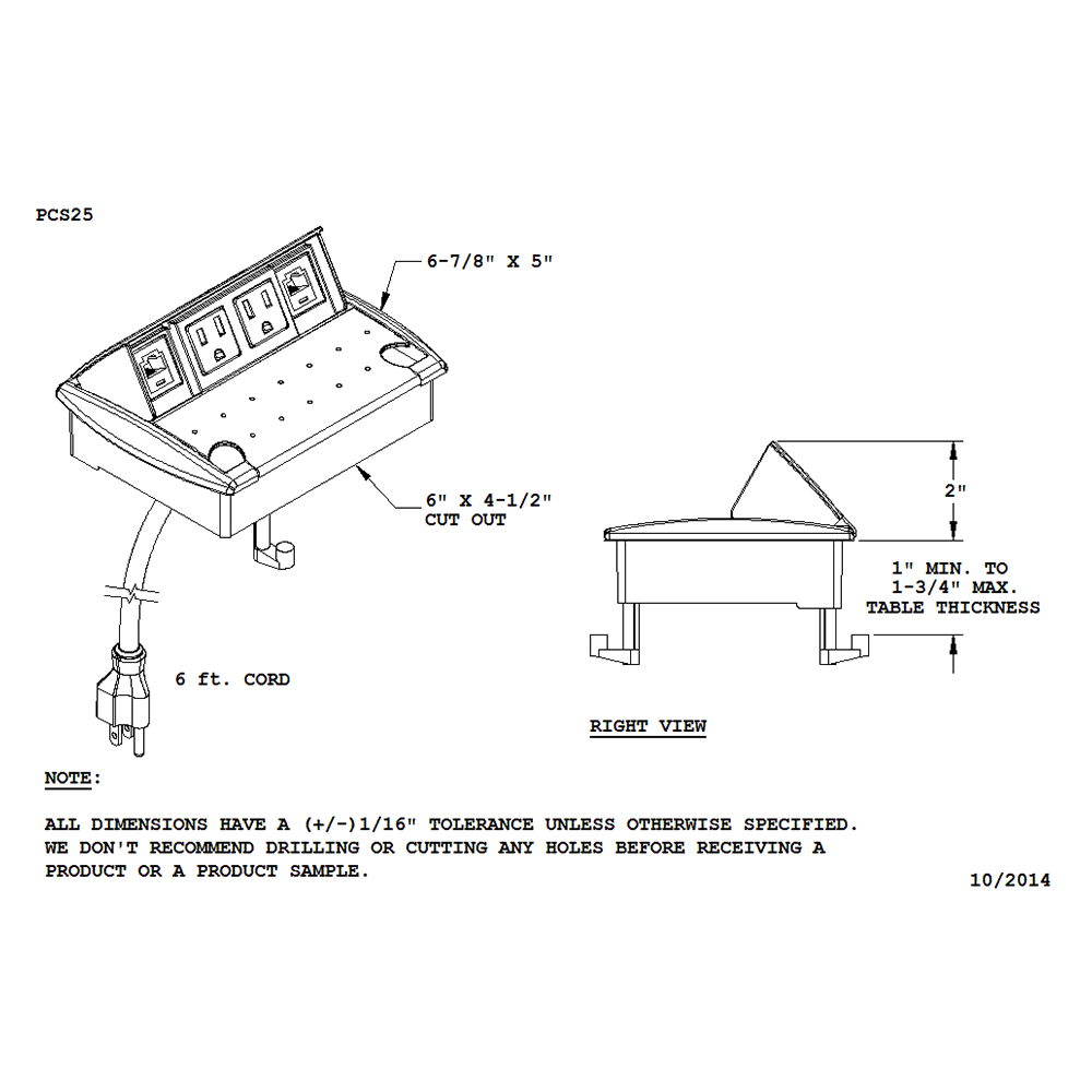 UL and cUL Listed Power and Data Grommet with Soft Touch Finish