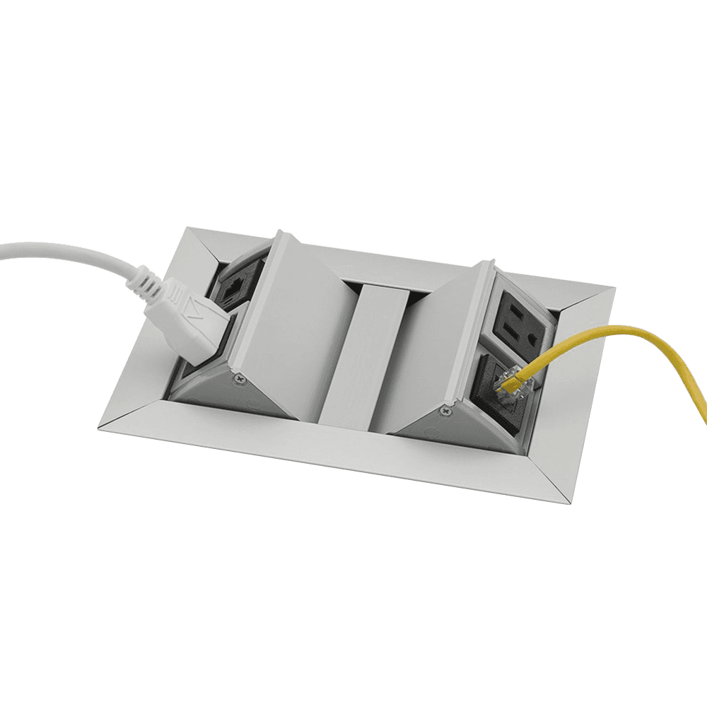 Satin Aluminum Pop-Up Power Grommet for Conference Room Tables and Libraries