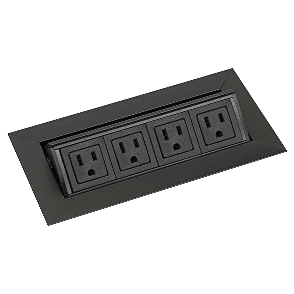 Convenient charging access with Doug Mockett And Company Inc's 8-5/16" Medium Pop-Up Power Grommet with 4 Electrical Outlets in Black - cUL Listed