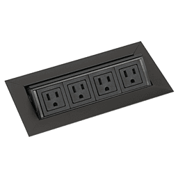 Convenient charging access with Doug Mockett And Company Inc's 8-5/16" Medium Pop-Up Power Grommet with 4 Electrical Outlets in Black - cUL Listed