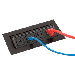Satin Aluminum Pop-Up Power Grommet with 2 Power Outlets and 2 Cat5e Data Jacks