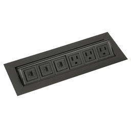 11-3/8" Large Pop-Up Power Grommet with 3 Electric and 3 Data Outlets in Black - Doug Mockett And Company Inc