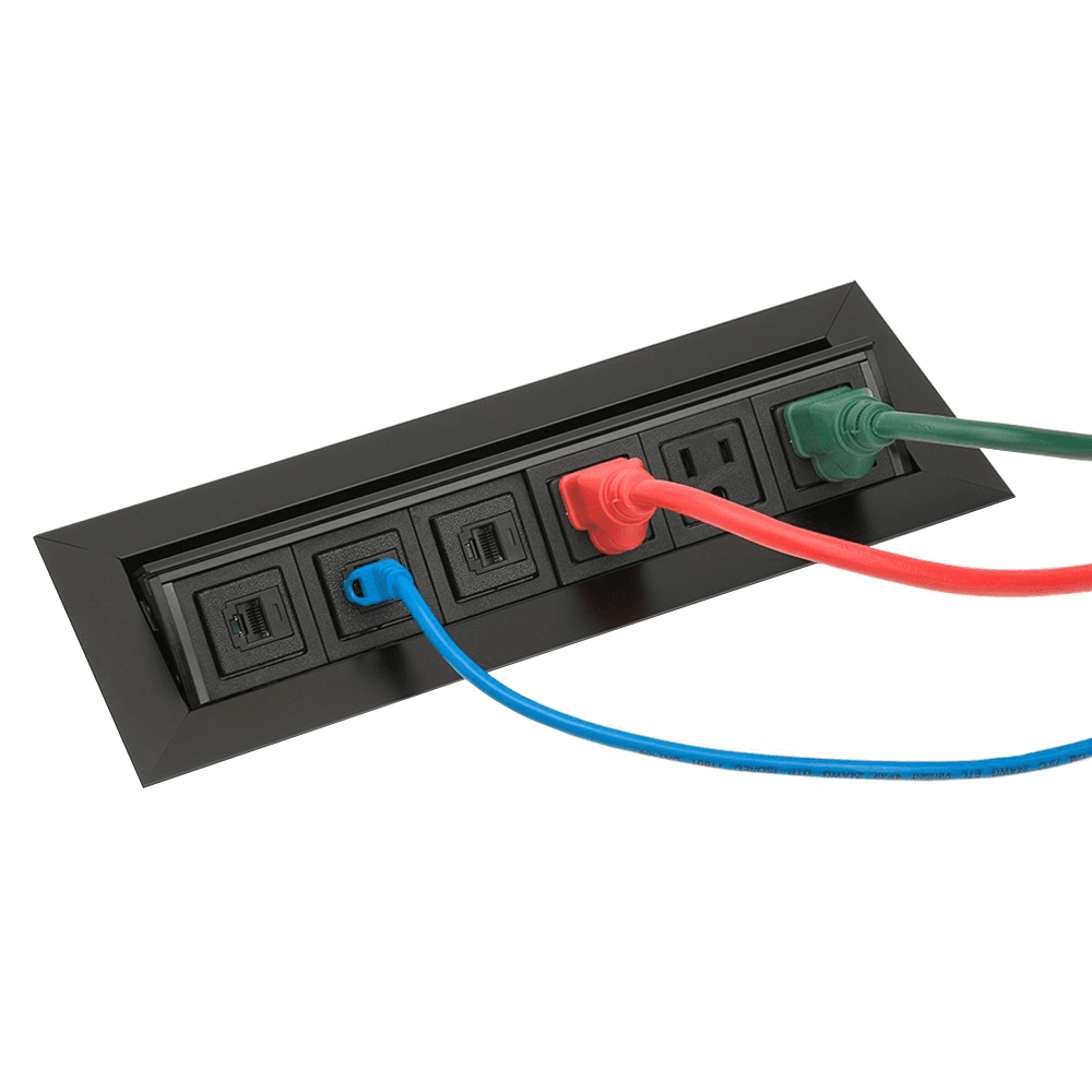 Pop-Up Power Grommet in Black for Conference Tables and Workstations - Doug Mockett And Company Inc