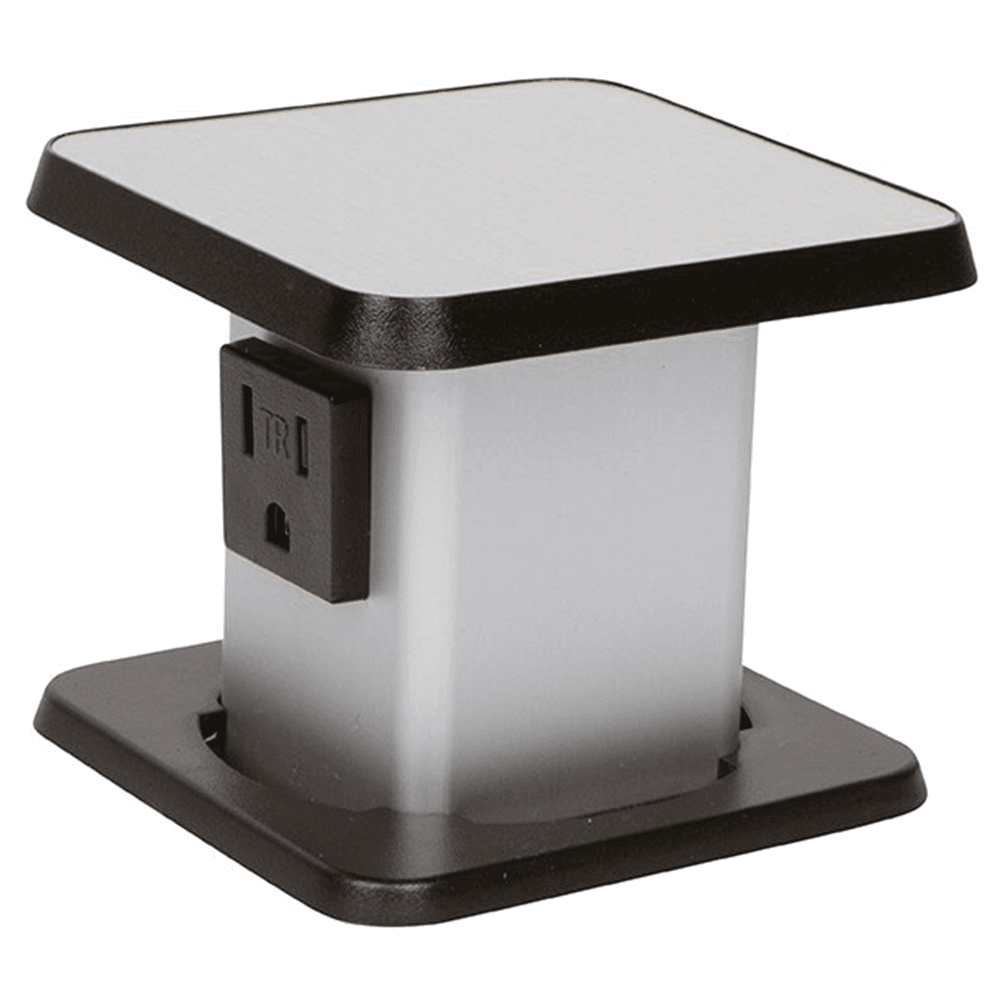 Doug Mockett's Satin Aluminum Pop-Up Tamper Resistant Power Grommet with 2 Outlets