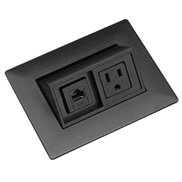 Contemporary Flip-Up Power Grommet in Matte Black with Power Outlet and Cat5 Data Jack