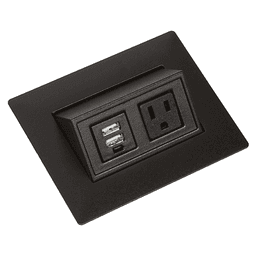 Contemporary Flip-Up Power Grommet with 1 Electric and 2 USB Outlets, Matte Black - Doug Mockett And Company Inc