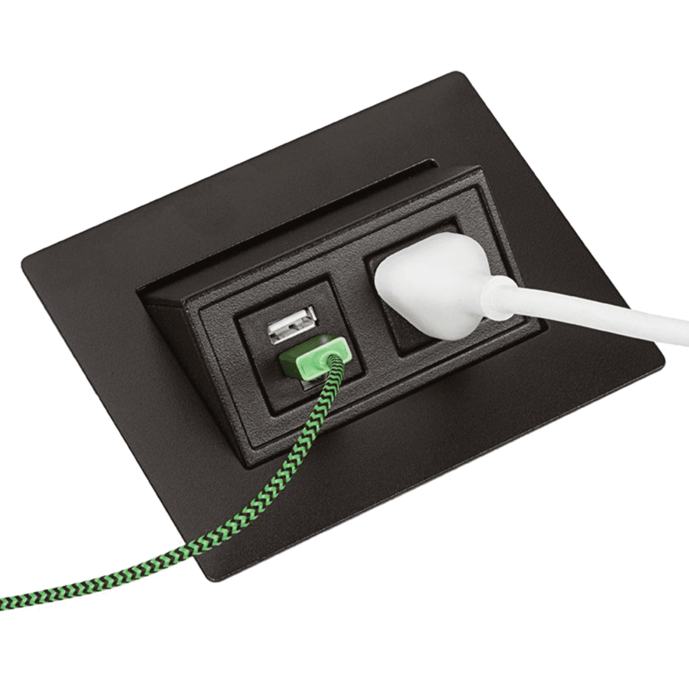 Matte Black Flip-Up Power Grommet with USB Charger - Doug Mockett And Company Inc