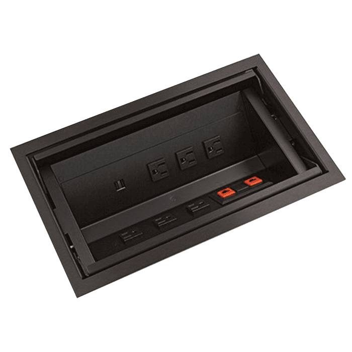15" Power Grommet with 6 Electric 2 Data and 2 USB Outlets in Satin Black - Doug Mockett And Company Inc