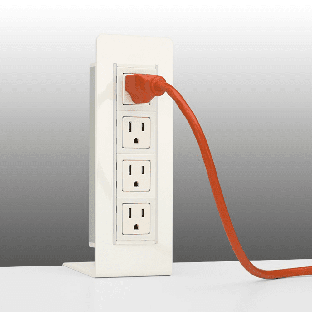White 10-1/4" Vertical Tower Grommet with 4 Power Outlets and 6ft Cord by Doug Mockett And Company Inc