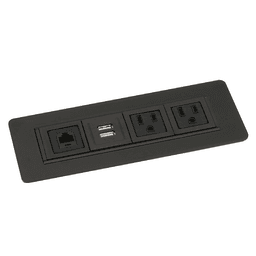 8" Rectangular Power/Data/USB Grommet, Glossy Black - Charge 2 mobile devices at once
