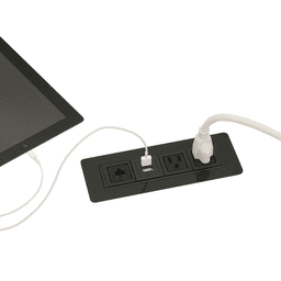 Flush mount power/data/USB grommet with cat5e data jack and 6 ft cord