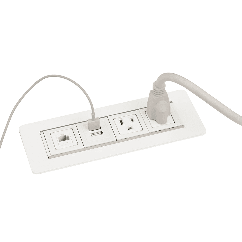 Installation of the Power/Data/USB Grommet on a workstation