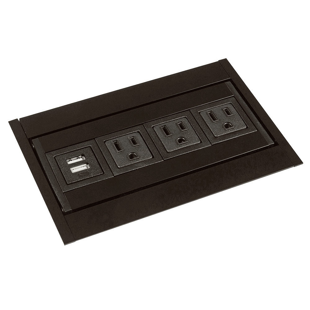 7-1/8" Beethoven Rollover Power Grommet in Black Anodized with Custom Insert Slot