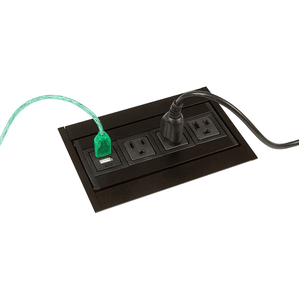 Customizable Power Grommet with 3 Outlets and Dual USB Charger