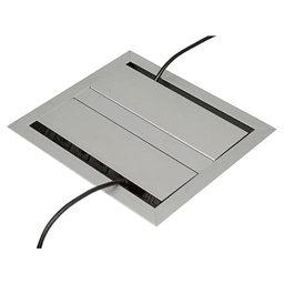Hinged Lid Cover of Recessed Power Grommet - Satin Aluminum
