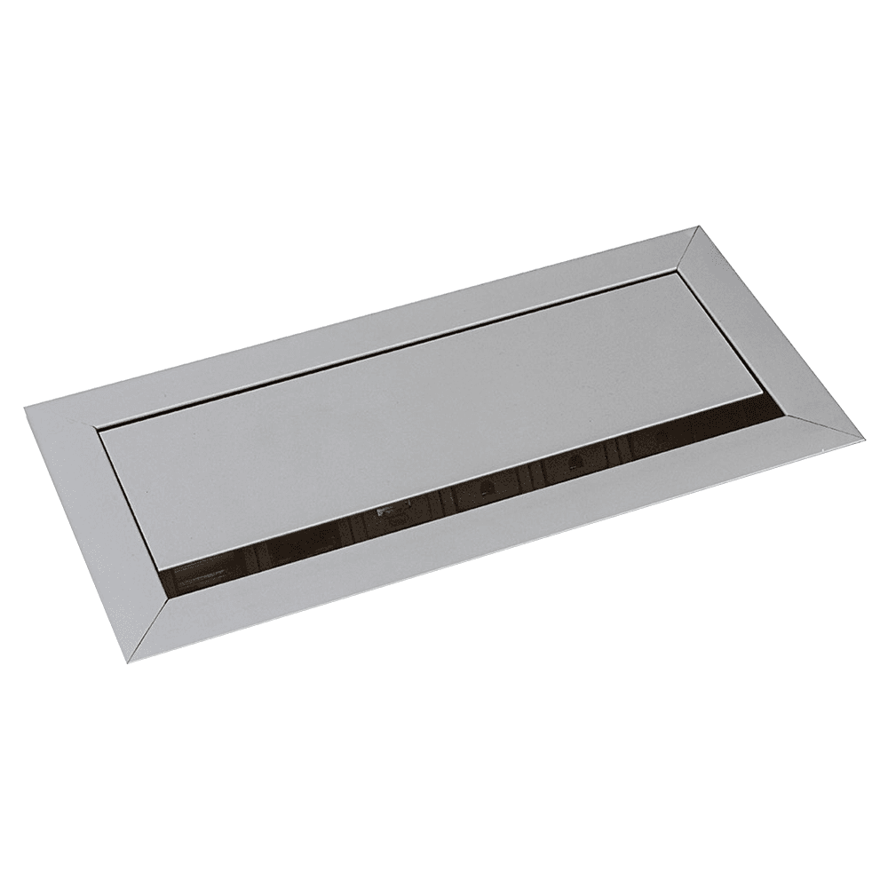 Satin Aluminum Recessed Power Grommet with Dual USB Charger