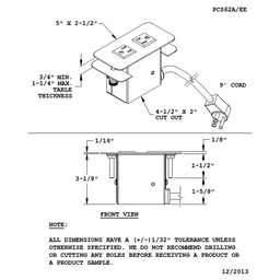 Reverse facing outlets accommodate large plugs and power adapters