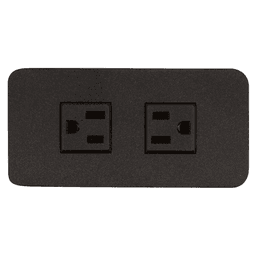 Black flush power grommet with 2 electrical outlets rated 12A/120VAC