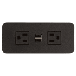 Adjustable black power grommet with dual USB and 2 outlets
