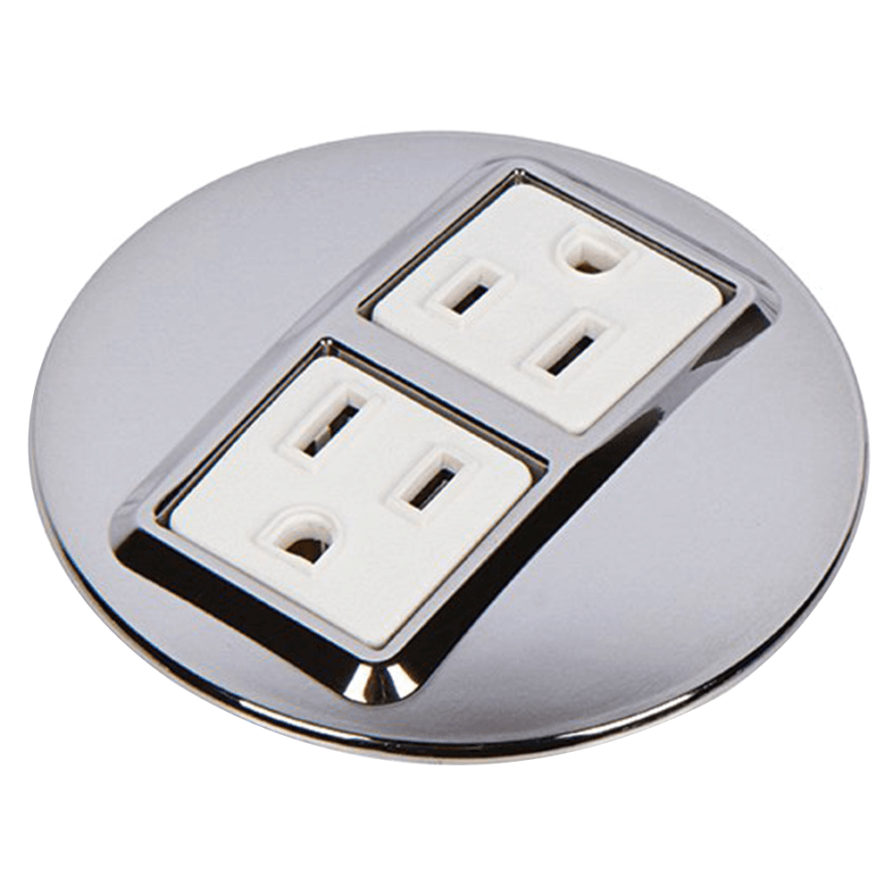 Low Profile 2 Outlet Power Grommet in Satin Nickel/Black by Doug Mockett And Company Inc