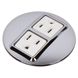 Low Profile 2 Outlet Power Grommet in Satin Nickel/Black by Doug Mockett And Company Inc