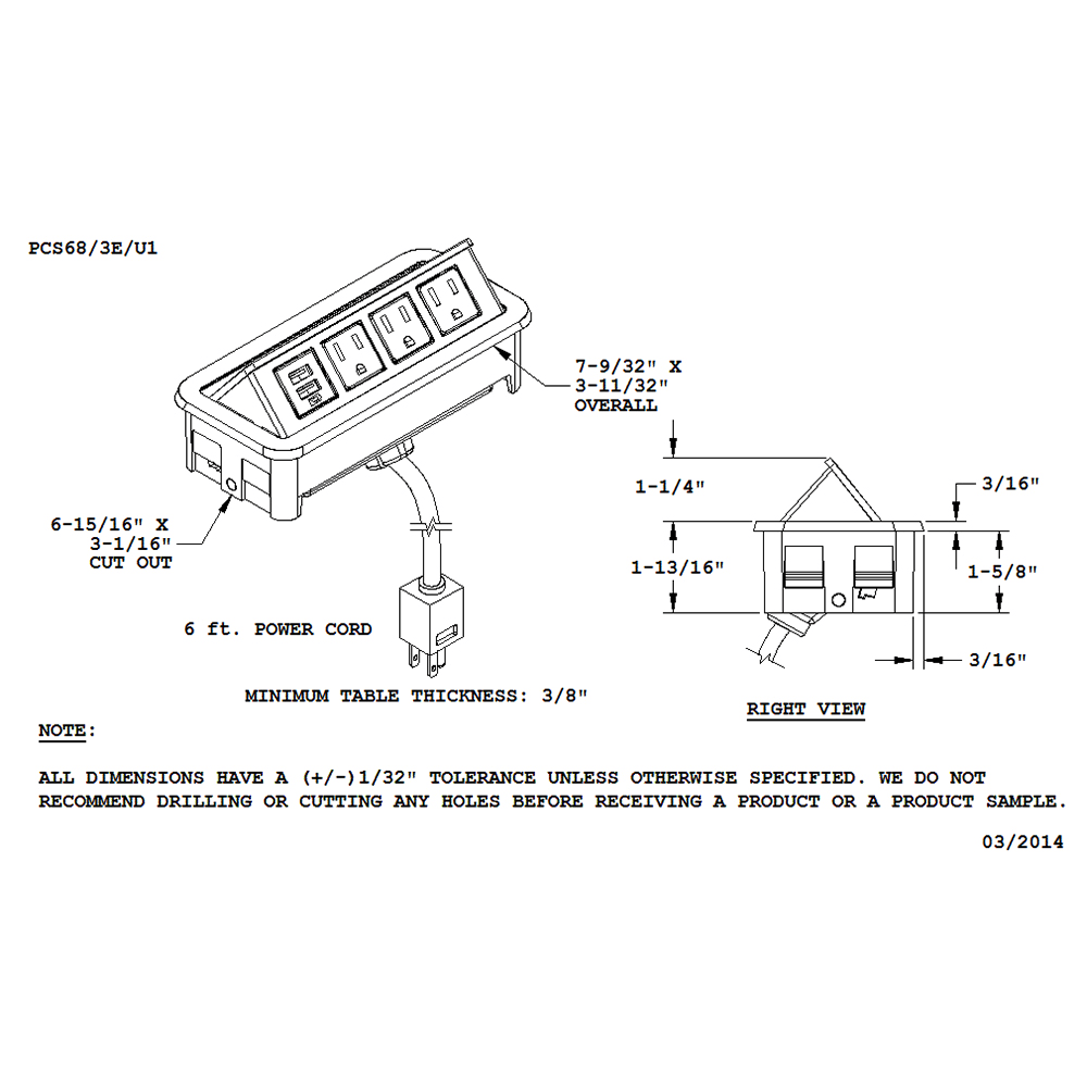 Soft Touch Low Profile Carriage of Doug Mockett And Company Inc's Flip-Up Power Grommet