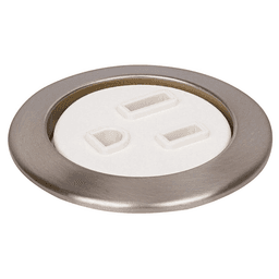 2" Round Power Grommet, Satin Nickel/White - Power Access Solution for Workspaces and Hospitality Environments