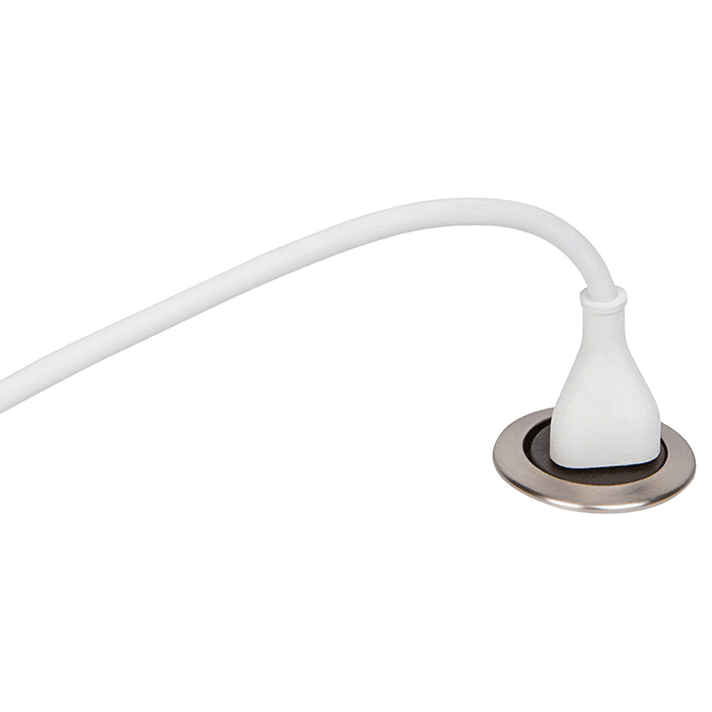 Satin Nickel/White Power Grommet - Versatile and Flush-Mounted Power Outlet for Portable Devices