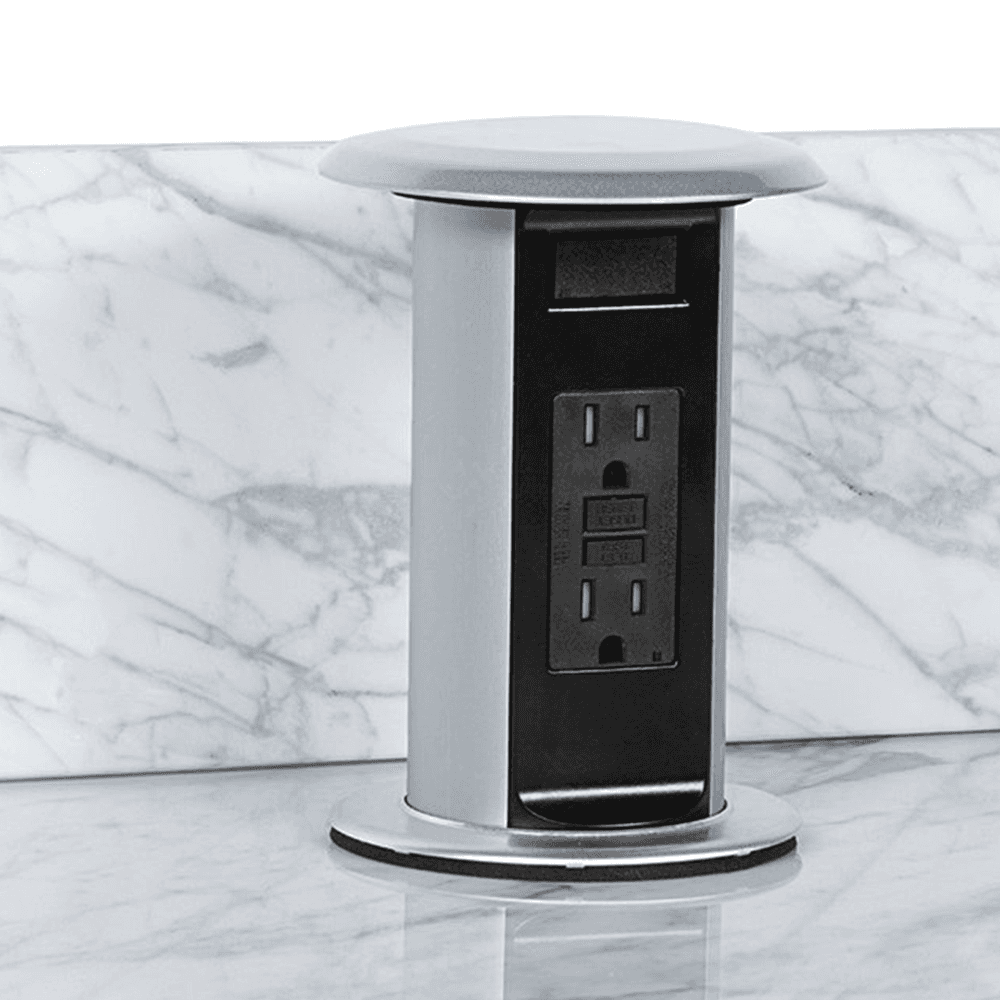 Pop-Up Kitchen Power Grommet in Glossy Metallic Silver by Doug Mockett And Company Inc