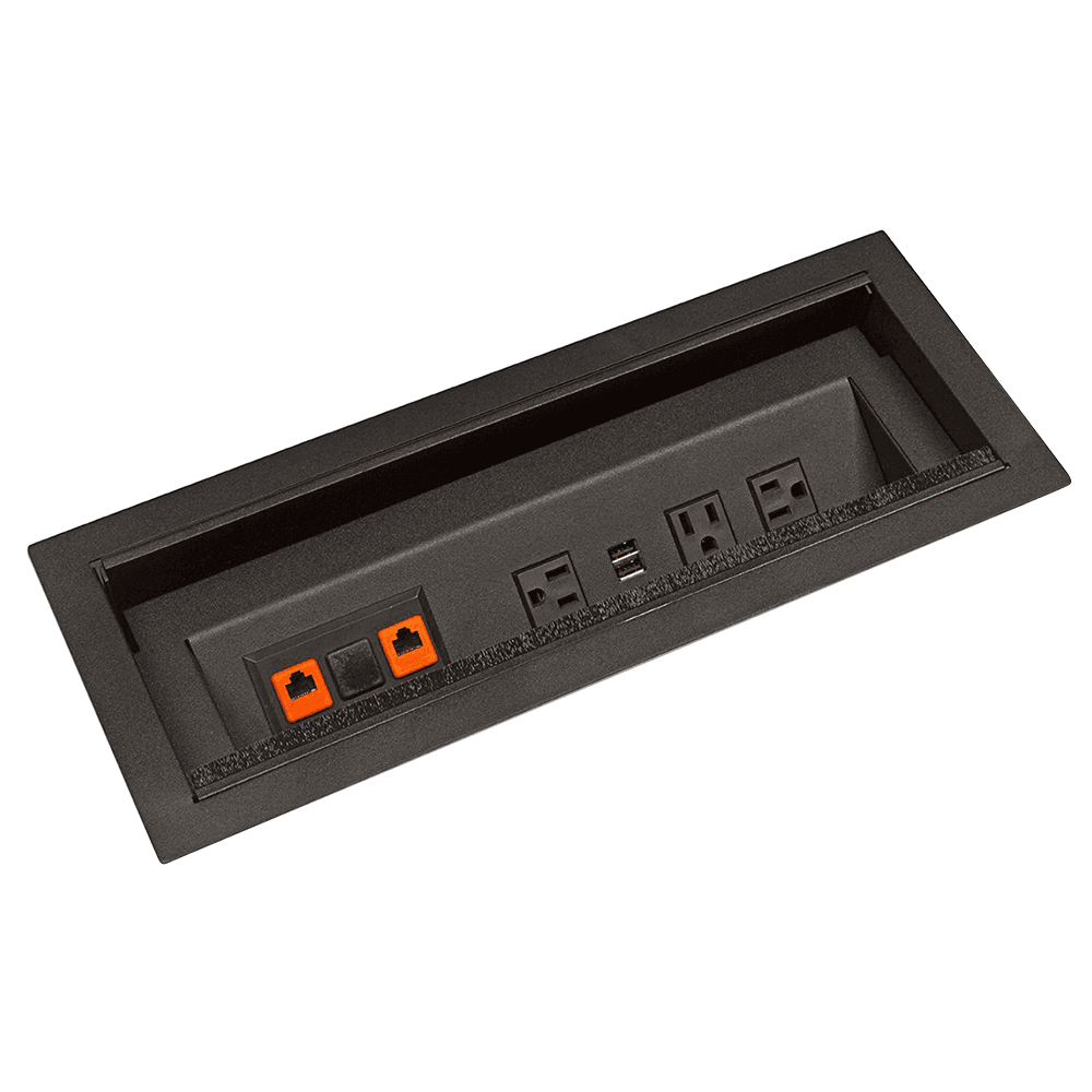 Doug Mockett And Company Inc - 16-3/32" Recessed Power/Data/USB Grommet in Matte Black - Swing Door Swivels