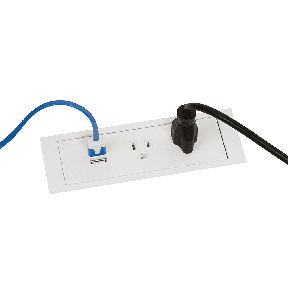 Sleek minimalist style power block with 6 feet power cord, rated 15A/125VAC, meets ADA guidelines, UL & cUL listed