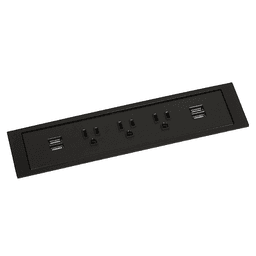 Convenient and functional Minimalist flush mount power grommet with 3 power and 2 USB outlets by Doug Mockett And Company Inc