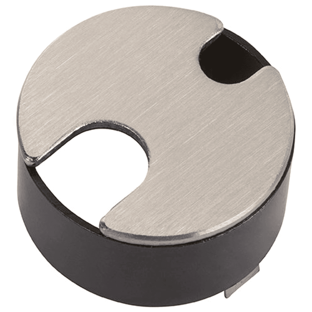 Satin Chrome 2-Slot Flush Mount Desktop Grommet for 1-3/4" Hole by Doug Mockett And Company Inc