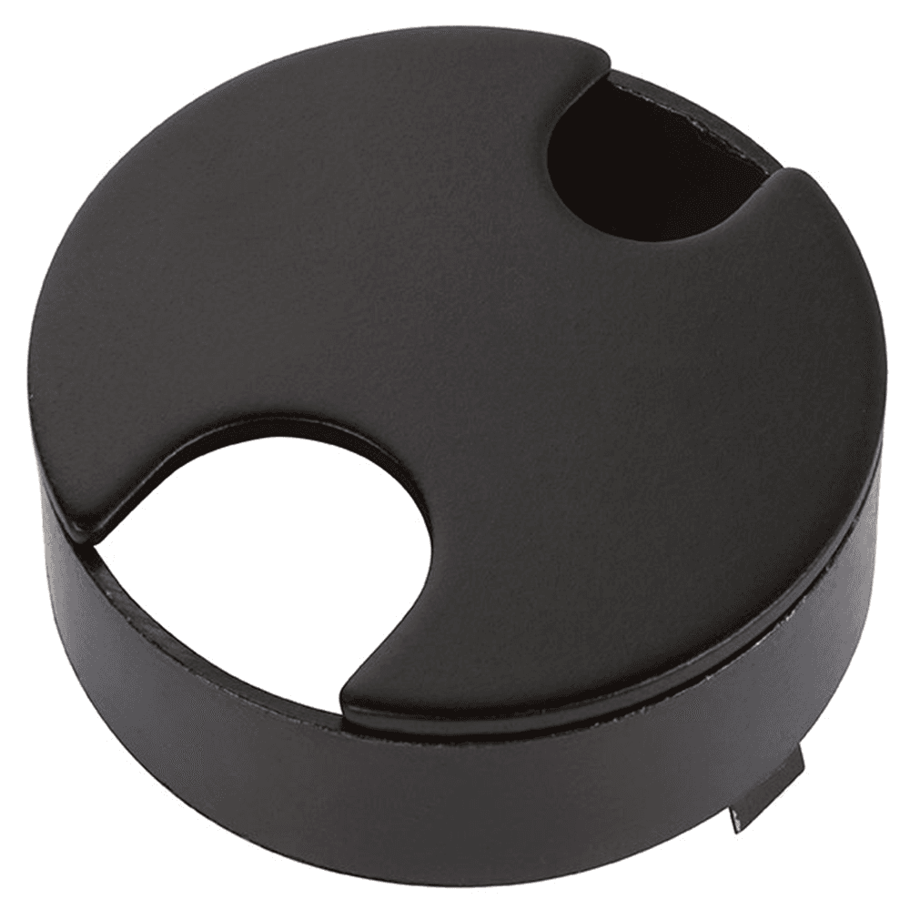 2-1/2" 2-Slot Flush Mount Desktop Grommet in Matte Black - Steel Construction, Fits 2-1/2" Hole