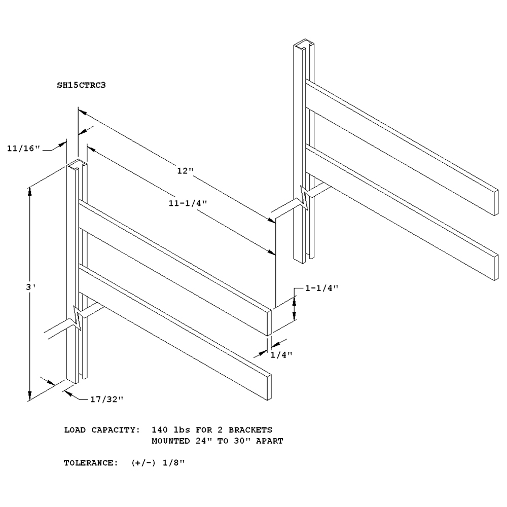 Satin Aluminum Finish Shelf Bracket with Locking Steel Nub