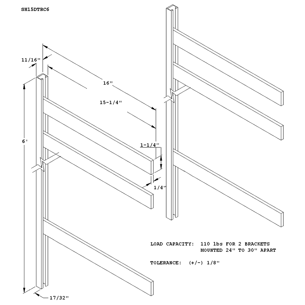 SH15D bracket slides into track and locks into place