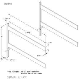 Satin aluminum 22-1/2" shelf bracket with C-Style track