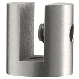 Barrel shelf bracket in satin stainless steel finish, machined from solid steel and finished by Doug Mockett And Company Inc.