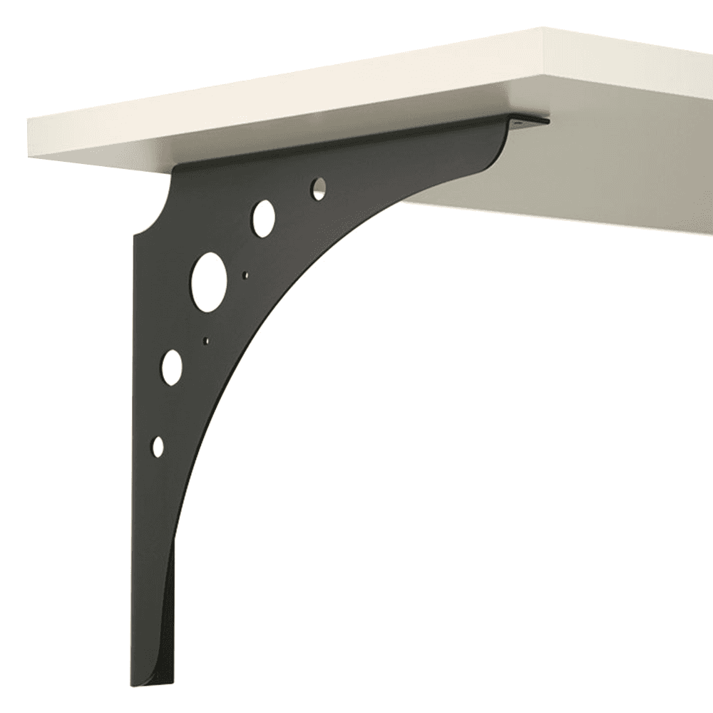 Doug Mockett And Company Inc's SWS1 Steel Work Desk Support Bracket with Decorative Perforated Circles in Matte Black Finish